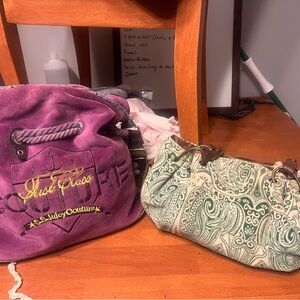 Juicy Couture Purple Drawstring Bag and paisley fluffy bag